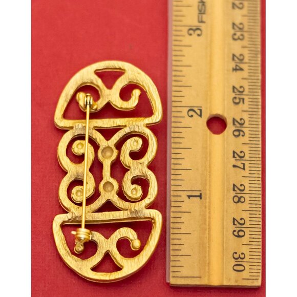 Vintage Geometric Abstract Gold Tone Elegant Brooch - F2 - Picture 2 of 2